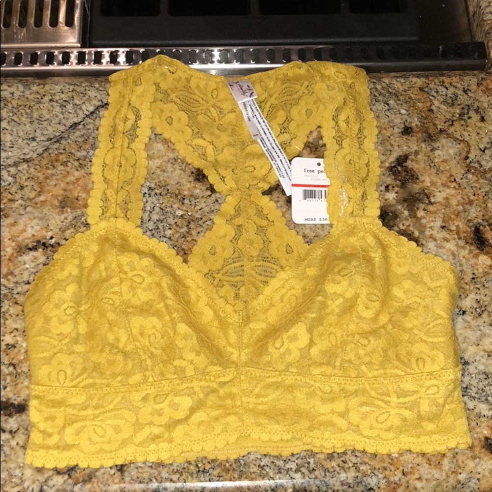 NWT LACE BRALETTE/ BRA STYLISH YELLOW FREE PEOPLE